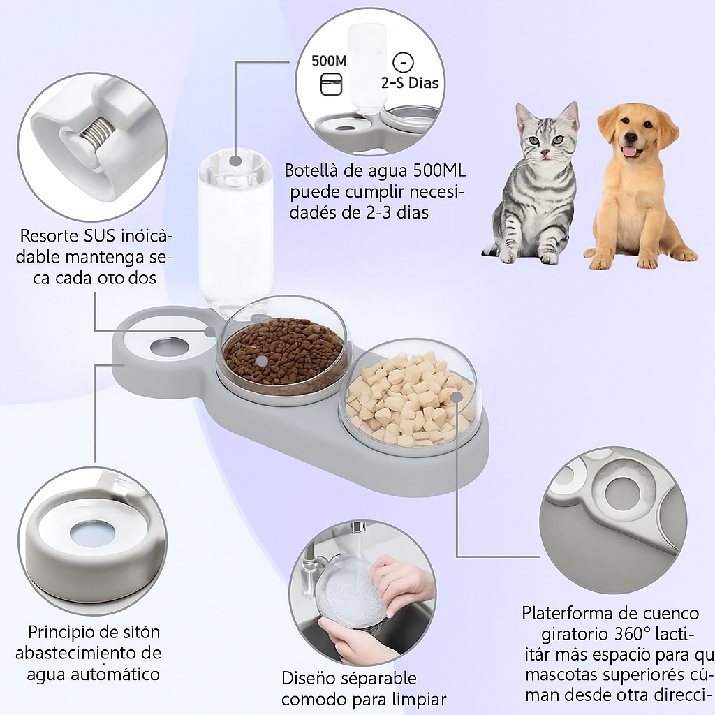 ✨ “Comedero + Bebedero Automático 3 en 1 — Práctico, Moderno y Funcional”